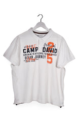 Tricou - Camp David alb din bumbac cu imprimeu grafic – XXL – Bărbați - fata