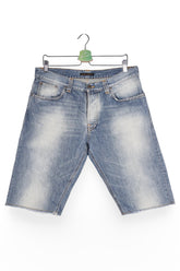Blugi scurți - Nudie albaștri decolorați din denim prespălat – L – Bărbați - fata