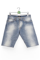 Blugi scurți - Nudie albaștri decolorați din denim prespălat – L – Bărbați - fata