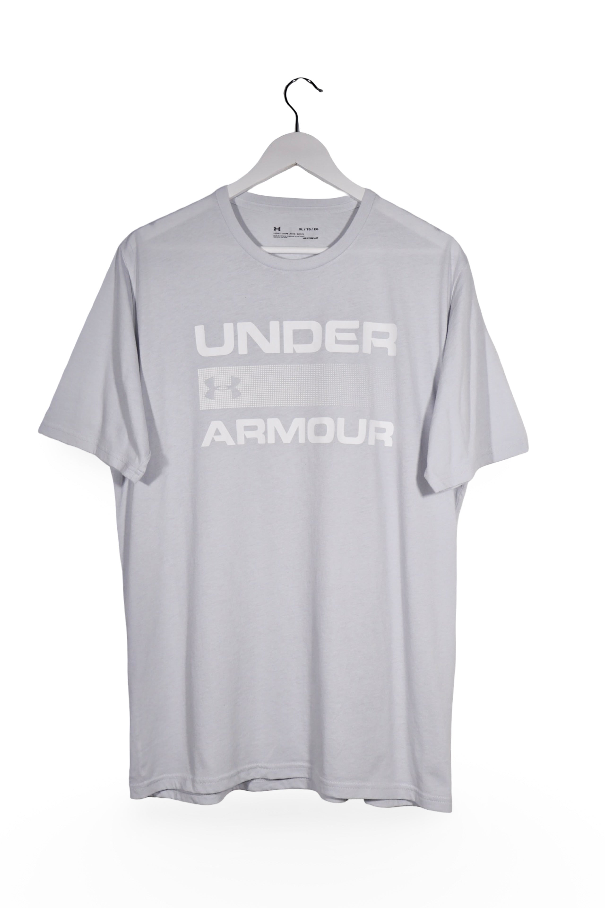 Tricou - Under Armour gri deschis cu imprimeu frontal mare – XL – Bărbați - fata