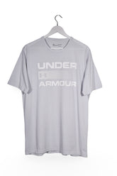 Tricou - Under Armour gri deschis cu imprimeu frontal mare – XL – Bărbați - fata