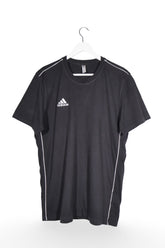 Tricou - Adidas negru din bumbac cu linii laterale contrastante – L – Bărbați - fata