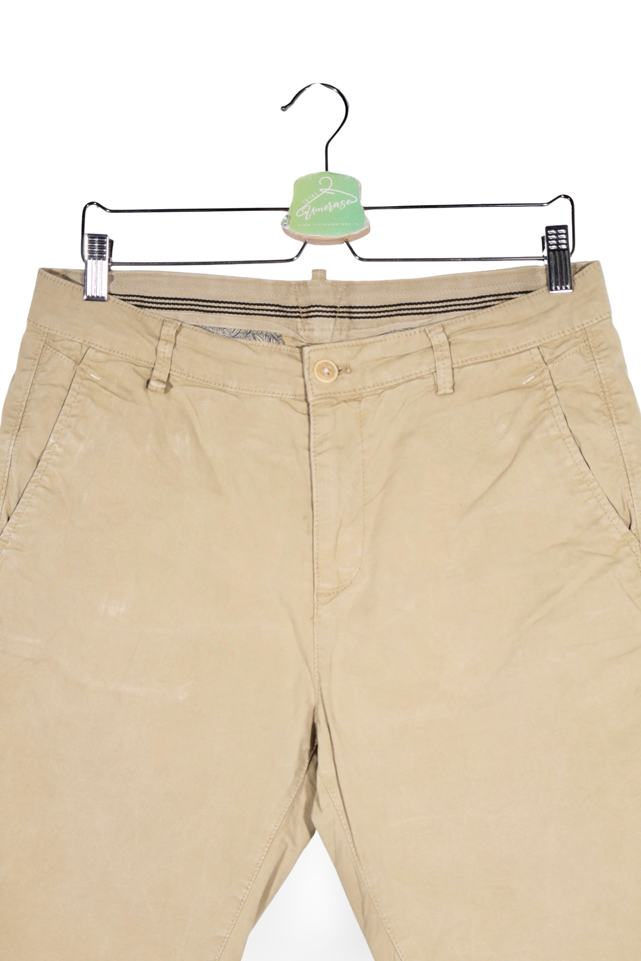 Pantaloni scurți - Zara bej din bumbac cu croiala dreapta – S – Bărbați - detaliu