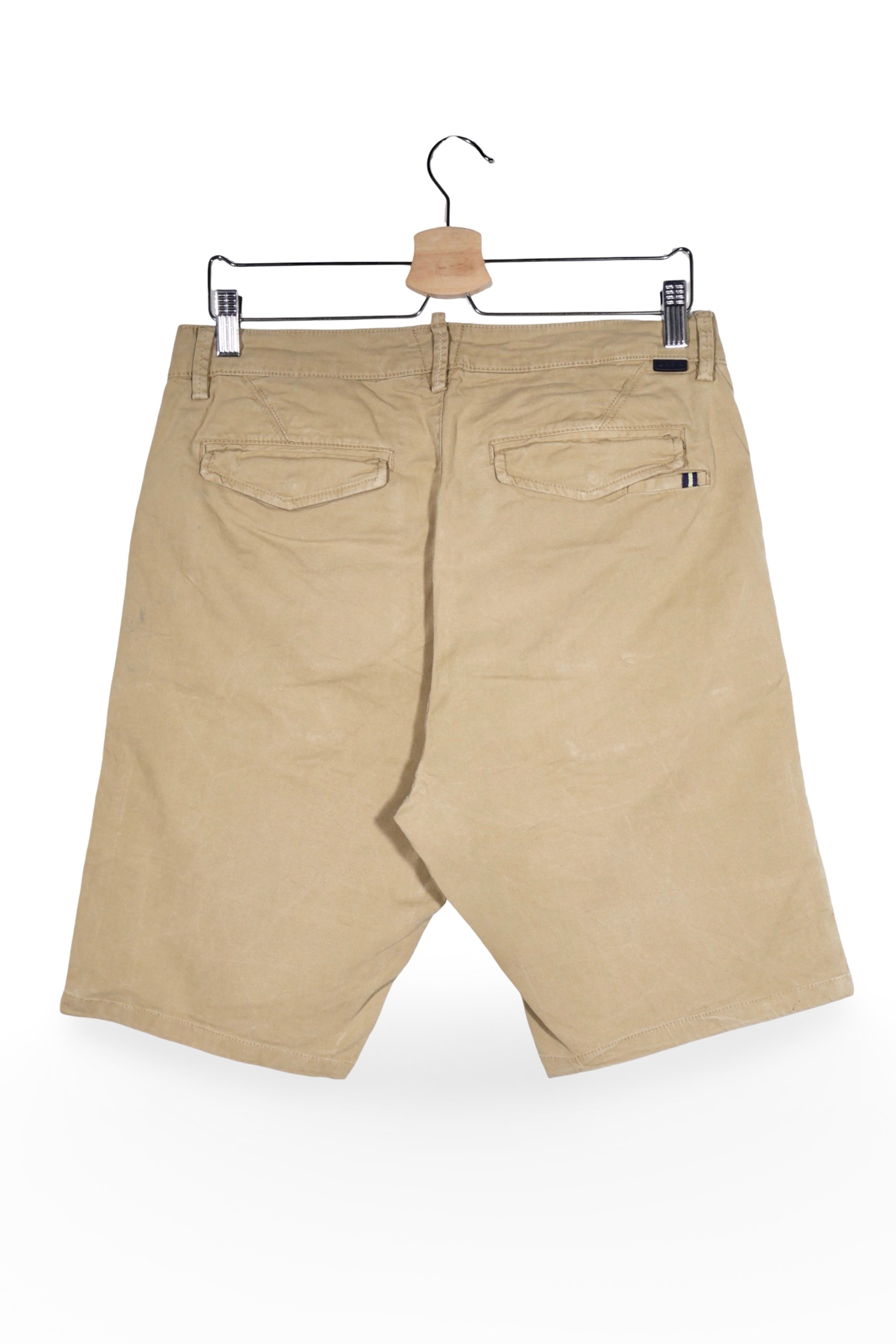 Pantaloni scurți - Zara bej din bumbac cu croiala dreapta – S – Bărbați - spate