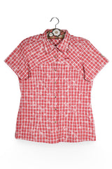 Cămașă - Premium roșie in carouri cu croială casual – M – Femei - fata