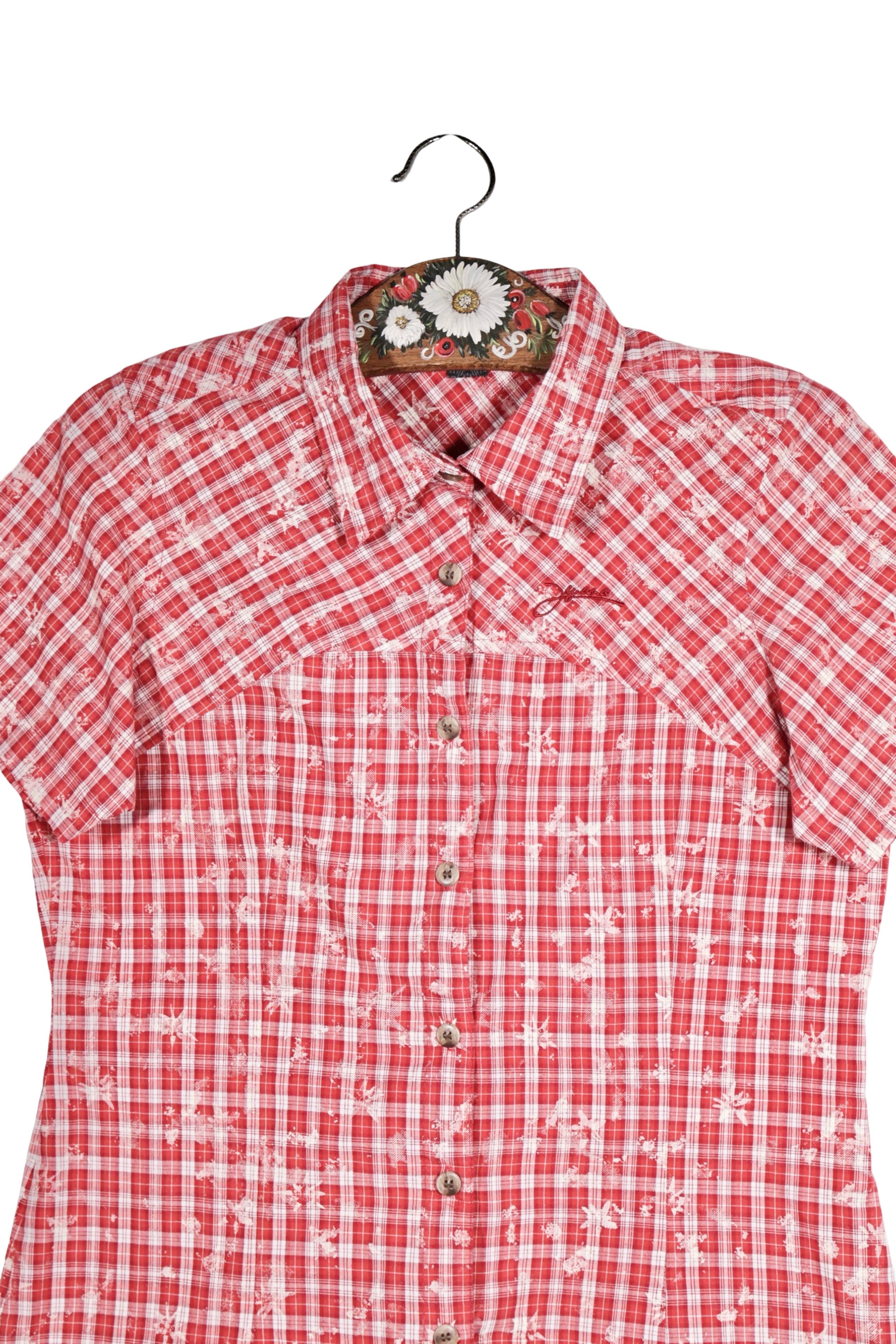 Cămașă - Premium roșie in carouri cu croială casual – M – Femei - detaliu