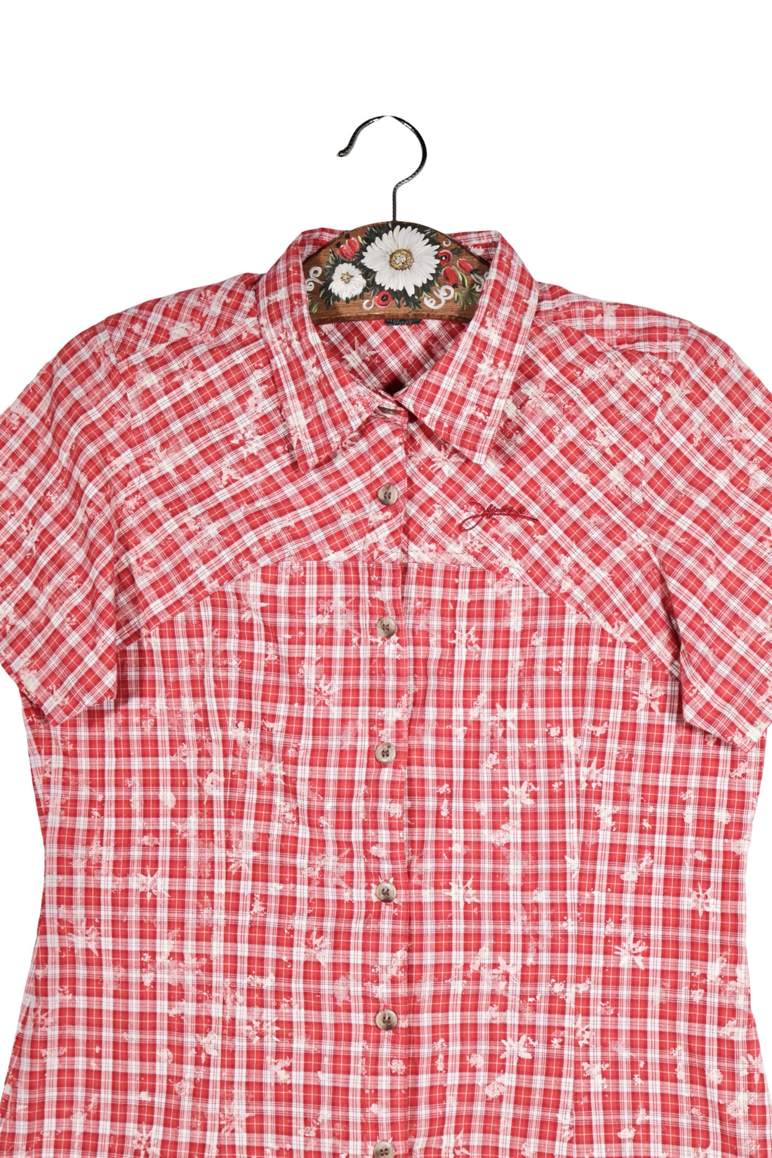 Cămașă - Premium roșie in carouri cu croială casual – M – Femei - detaliu