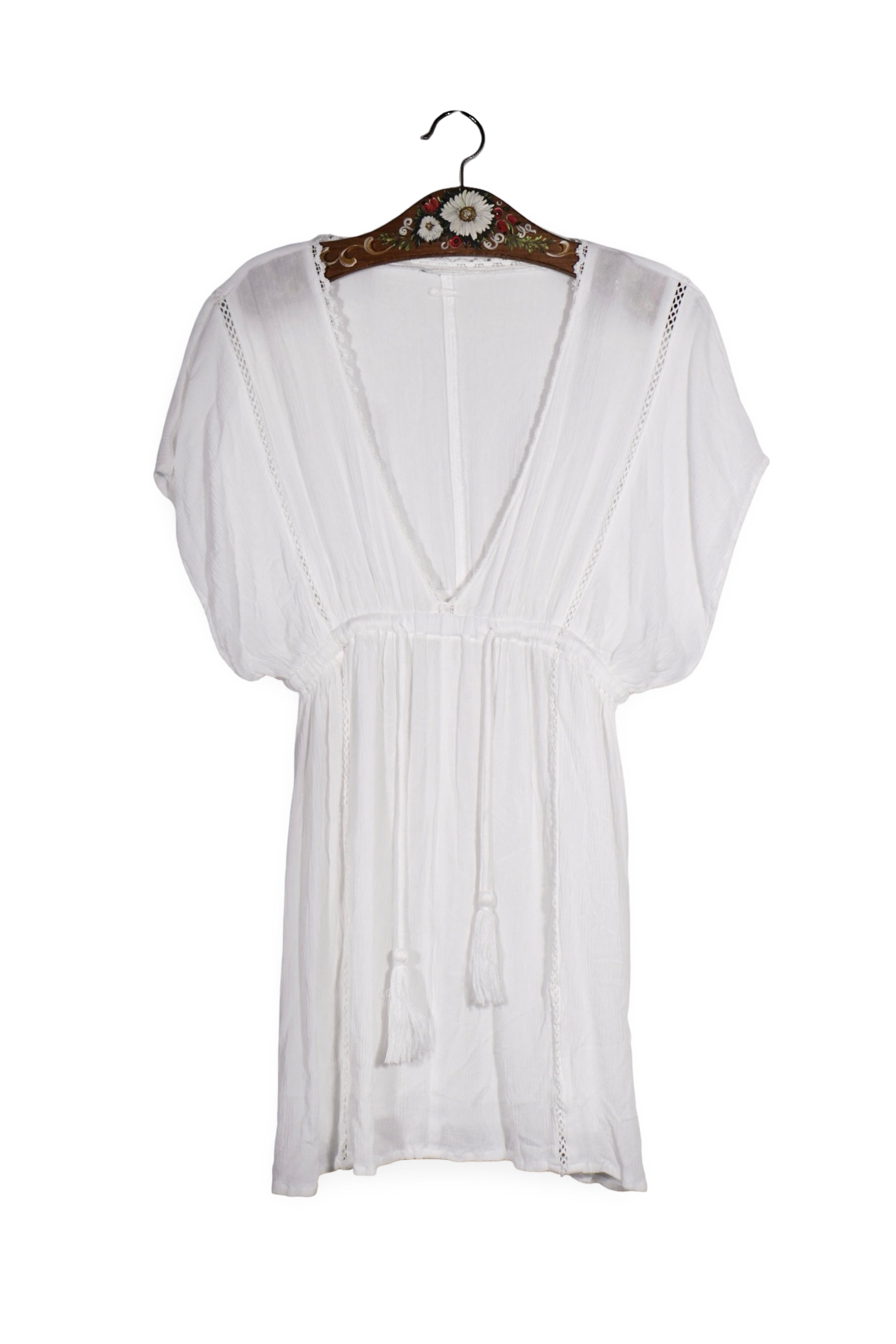 Rochie - O'Neill albă din material fluid cu decolteu în V – L – Femei - fata