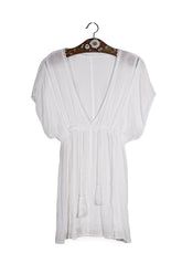 Rochie - O'Neill albă din material fluid cu decolteu în V – L – Femei - fata