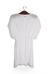 Rochie - O'Neill albă din material fluid cu decolteu în V – L – Femei - spate