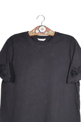 Tricou - Zara negru din bumbac cu maneci decorate – L – Femei - fata