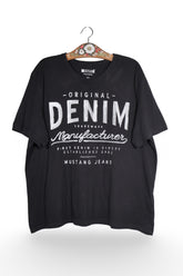 Tricou - Mustang negru din bumbac cu print frontal – 3XL – Femei - fata