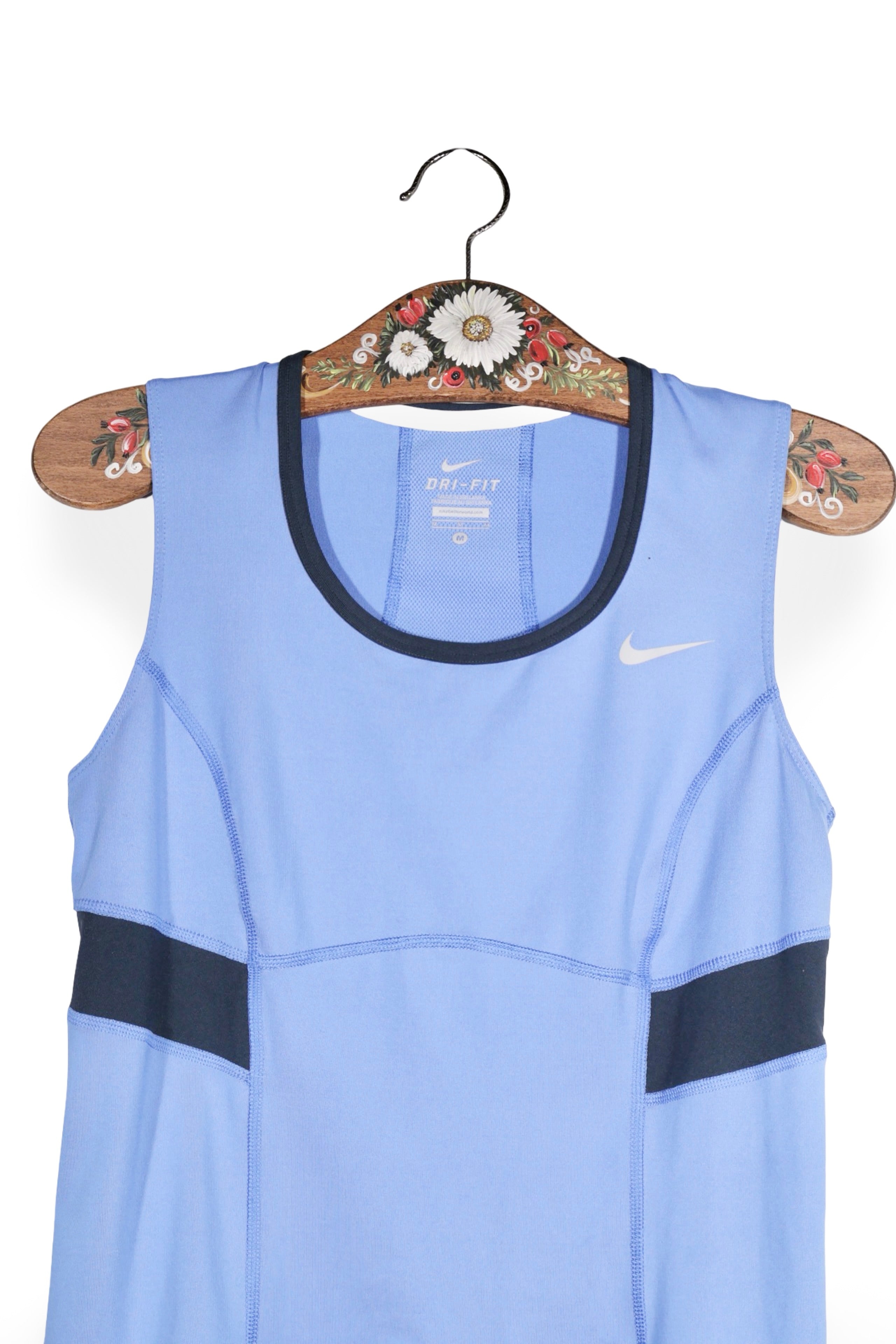 Maiou - NIKE albastru deschis Dri-FIT cu inserții bleumarin – M – Femei - detaliu