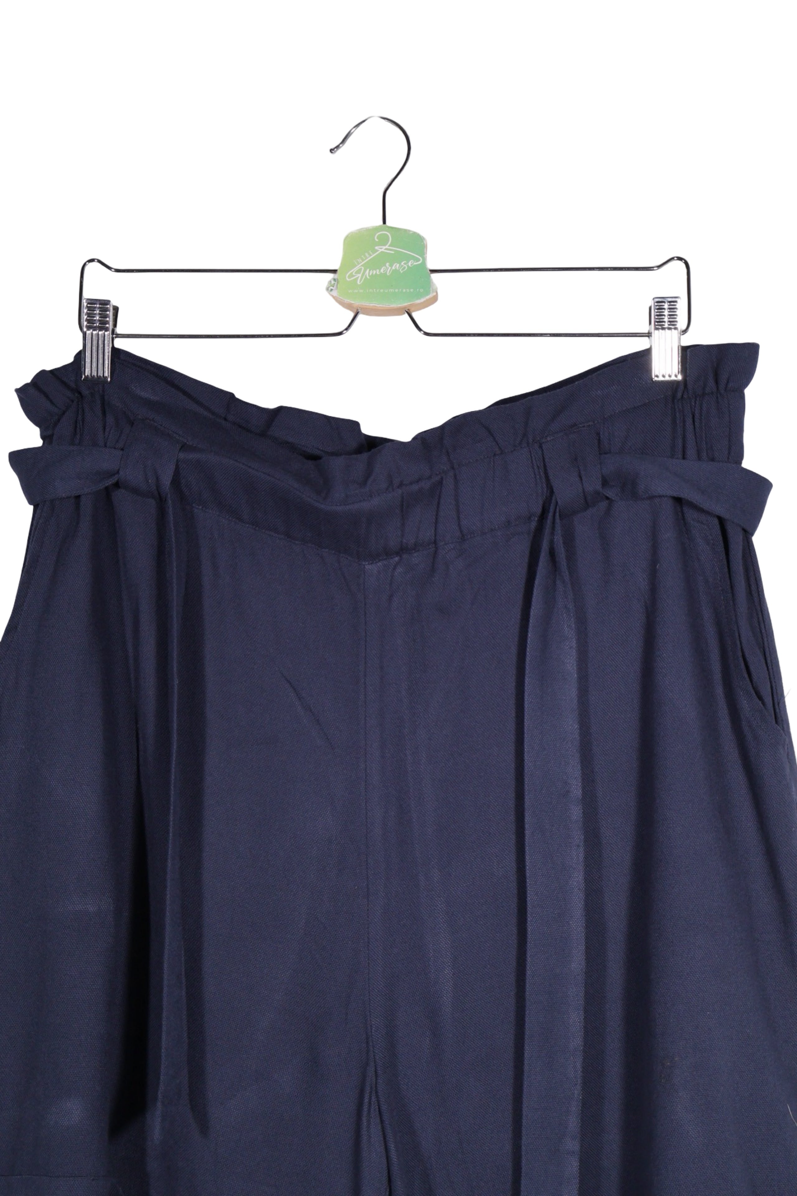 Pantaloni scurți - Hampton Republic bleumarin din viscoza cu talie inalta si cordon – L – Femei - detaliu
