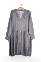 Rochie - Premium gri din Tencel cu linie lejera – L – Femei - fata