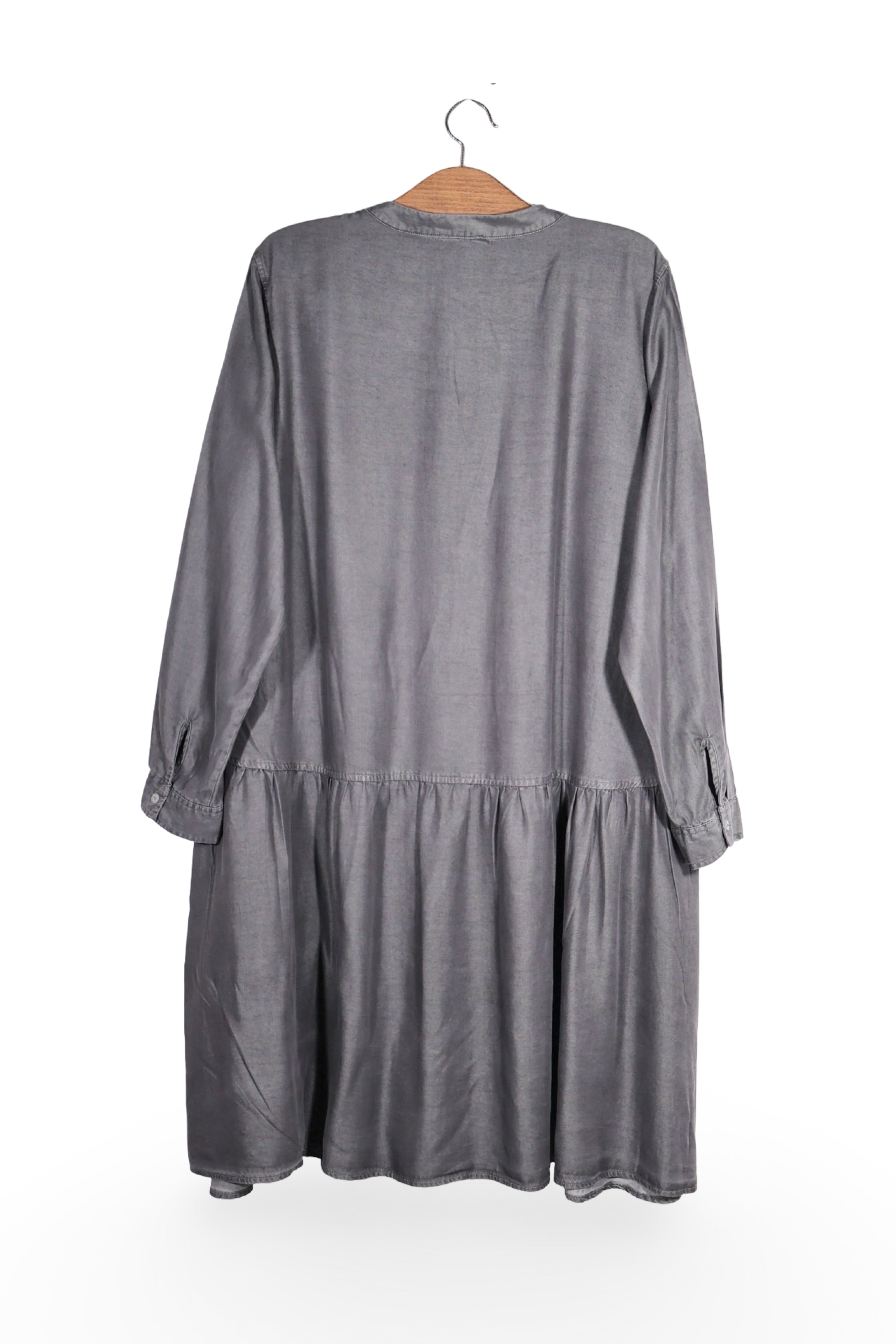 Rochie - Premium gri din Tencel cu linie lejera – L – Femei - spate