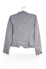 Sacou - Premium gri din in cu linii curate – M – Femei - spate