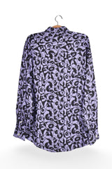Cămașă - Vintage lila cu imprimeu abstract si croiala lejera – XL – Femei - detaliu