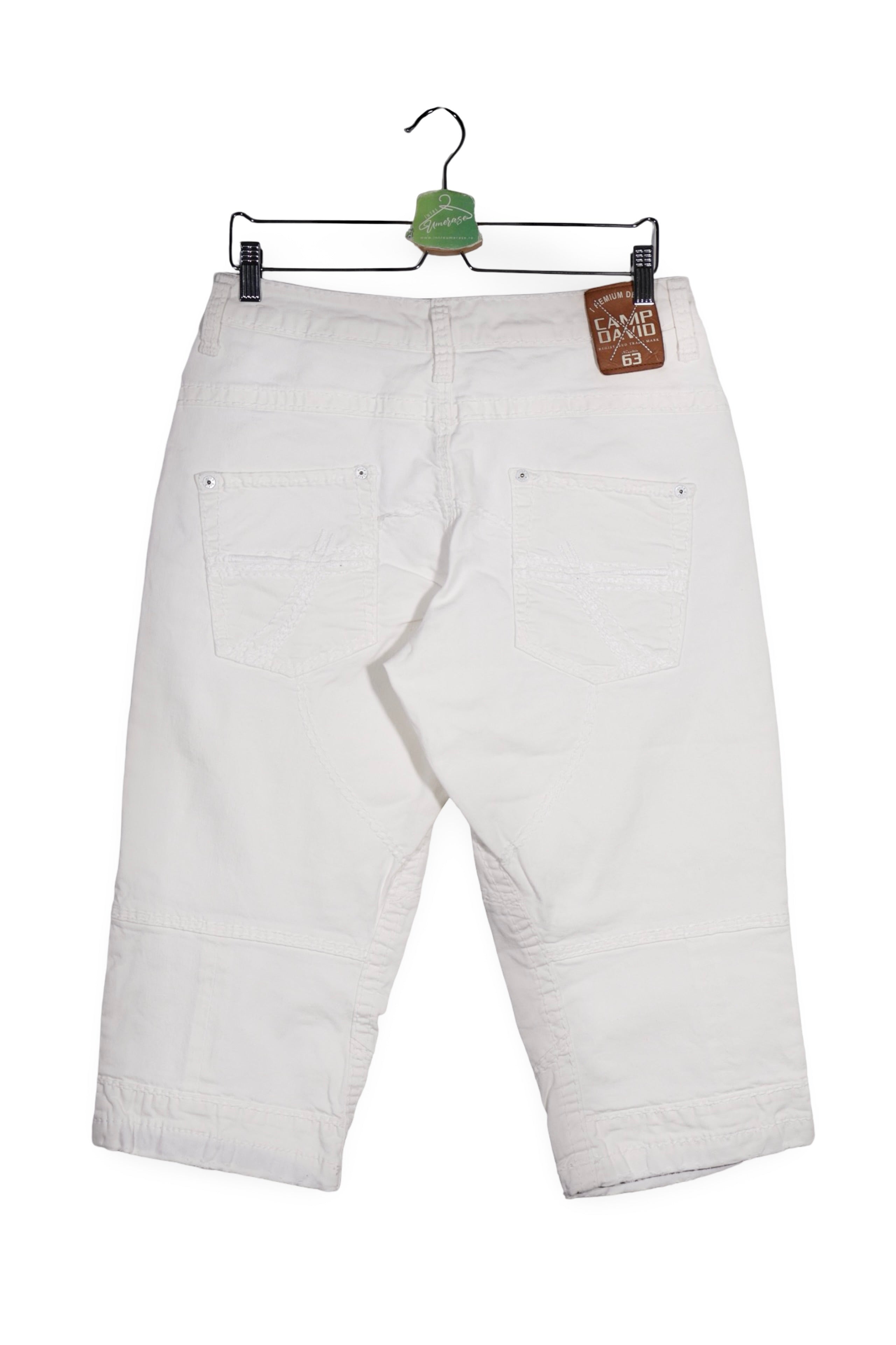Pantaloni 2/3 - Camp David alb din bumbac cu croiala relaxata – M – Bărbați - detaliu