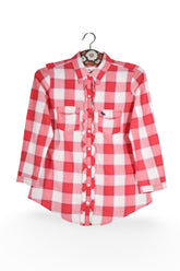 Cămașă - Abercrombie&Fitch carouri rosii din bumbac cu broderie decorativa – S – Femei - fata