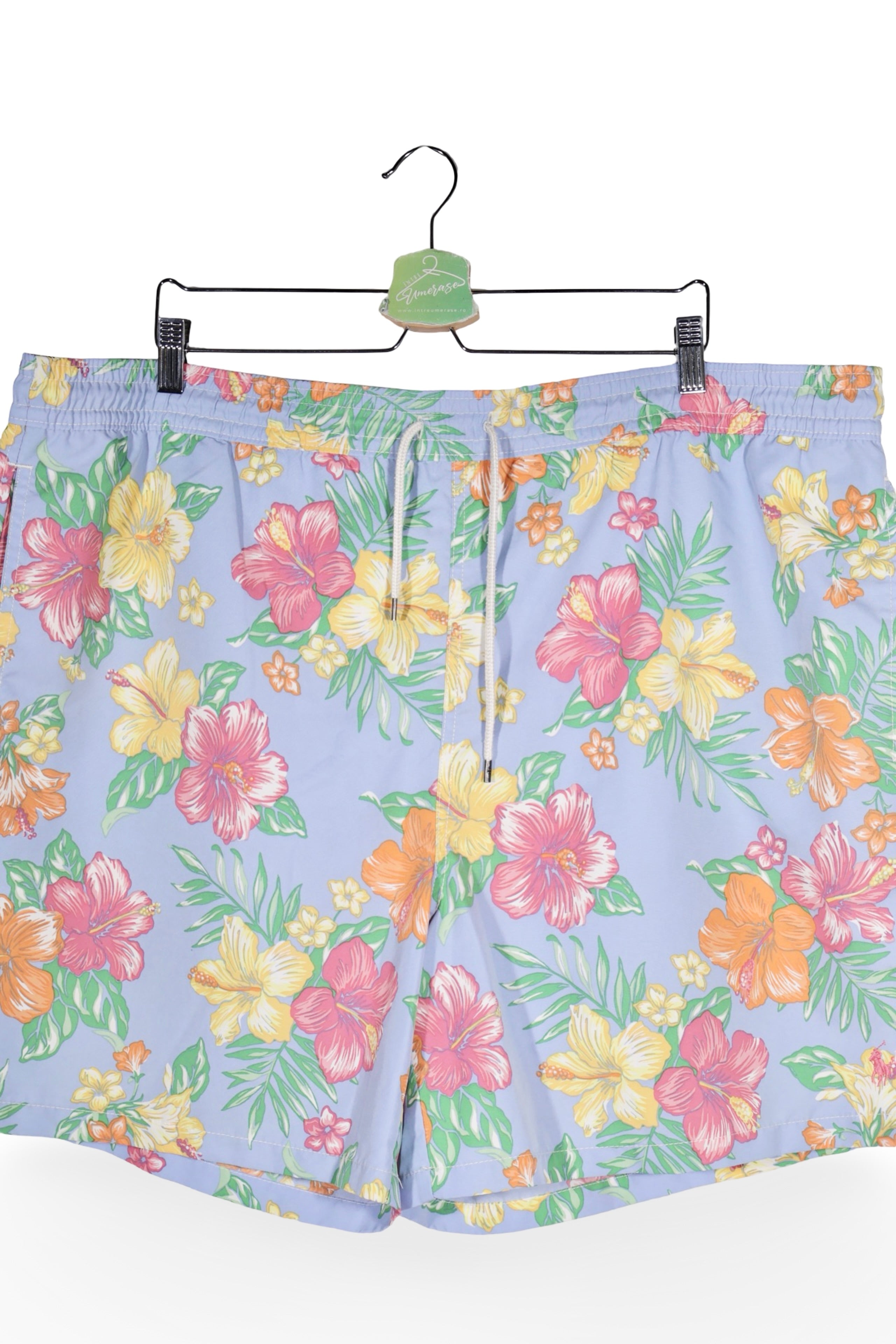 Pantaloni baie - RALPH LAUREN albaștri deschiși cu imprimeu floral multicolor – XXL – Bărbați - detaliu