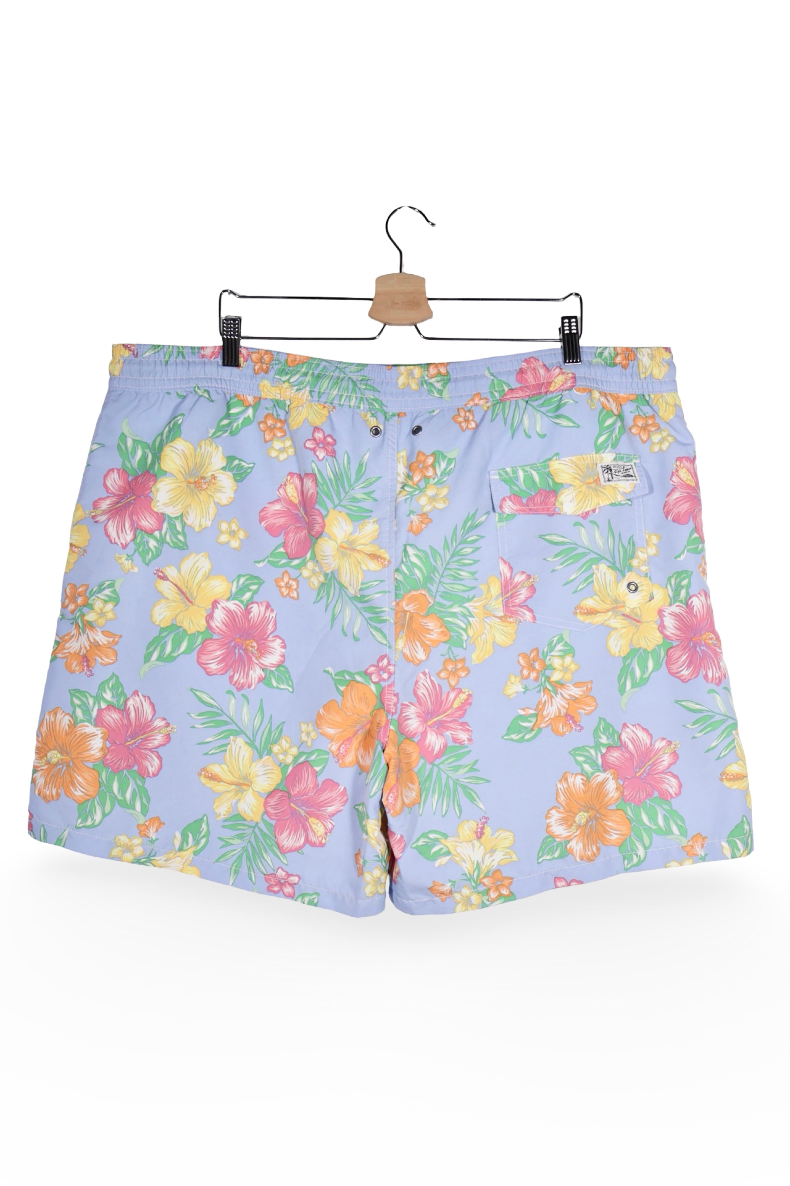 Pantaloni baie - RALPH LAUREN albaștri deschiși cu imprimeu floral multicolor – XXL – Bărbați - spate