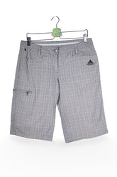Pantaloni scurți - Vaude gri deschis cu carouri fine, croială funcțională – S – Femei - fata
