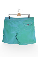 Pantaloni scurți de baie - Premium verzi-turcoaz cu imprimeu lateral si croiala lejera – L – Bărbați - spate