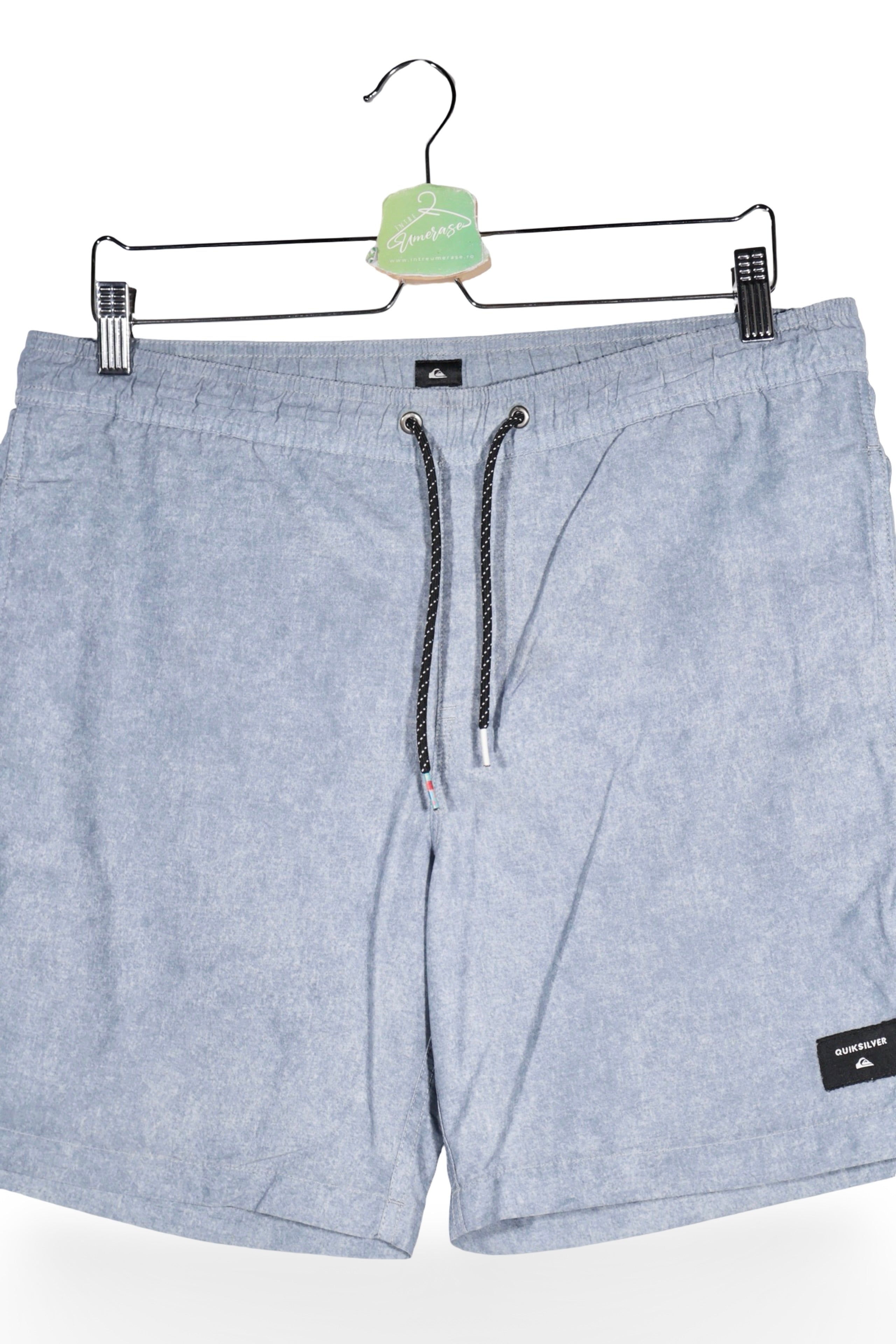Pantaloni scurți - Quiksilver bleu deschis din material usor cu snur in talie – L – Bărbați - spate