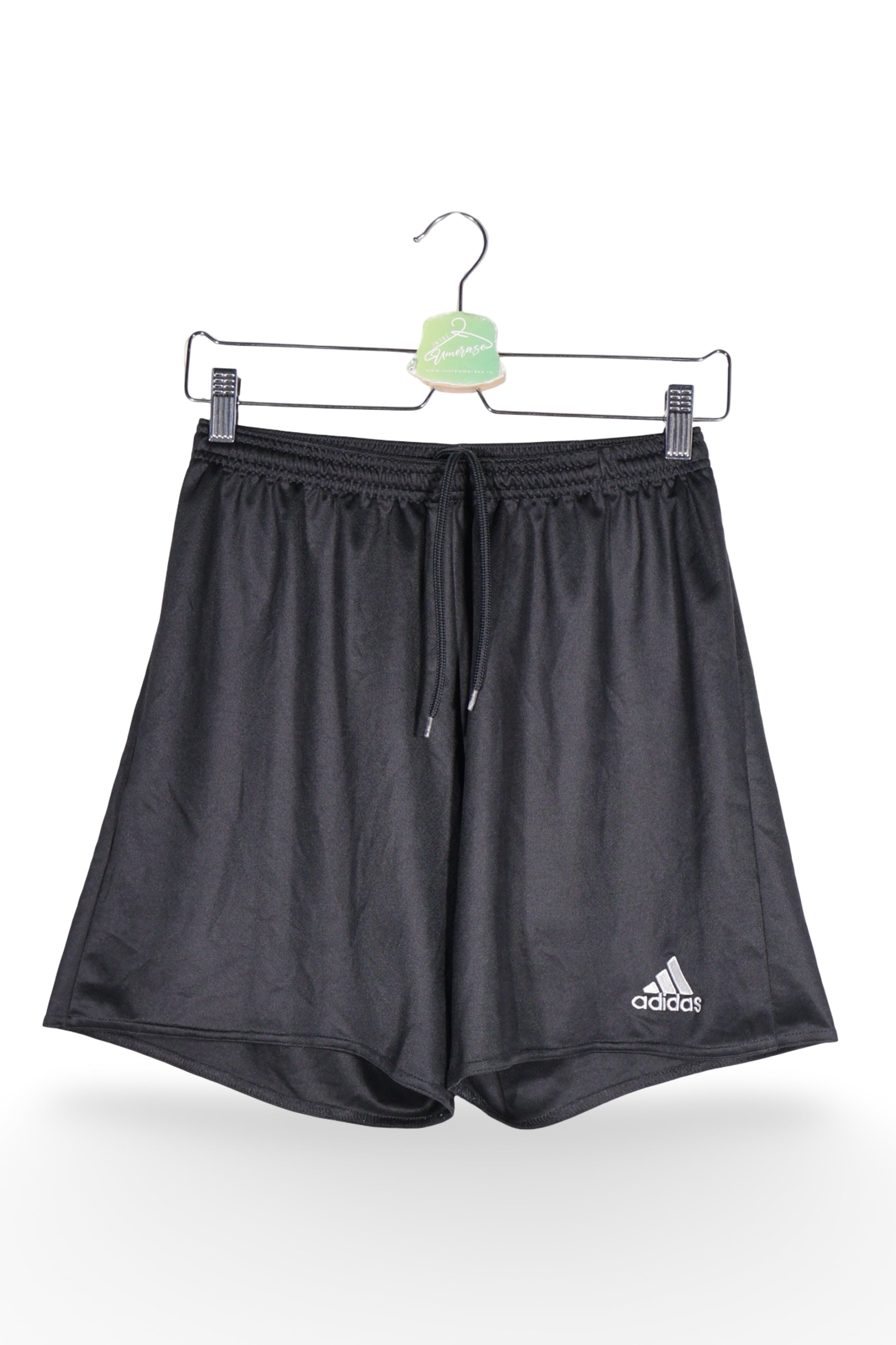 Pantaloni scurți - Adidas negre din material tehnic cu croiala lejera – M – Bărbați - fata