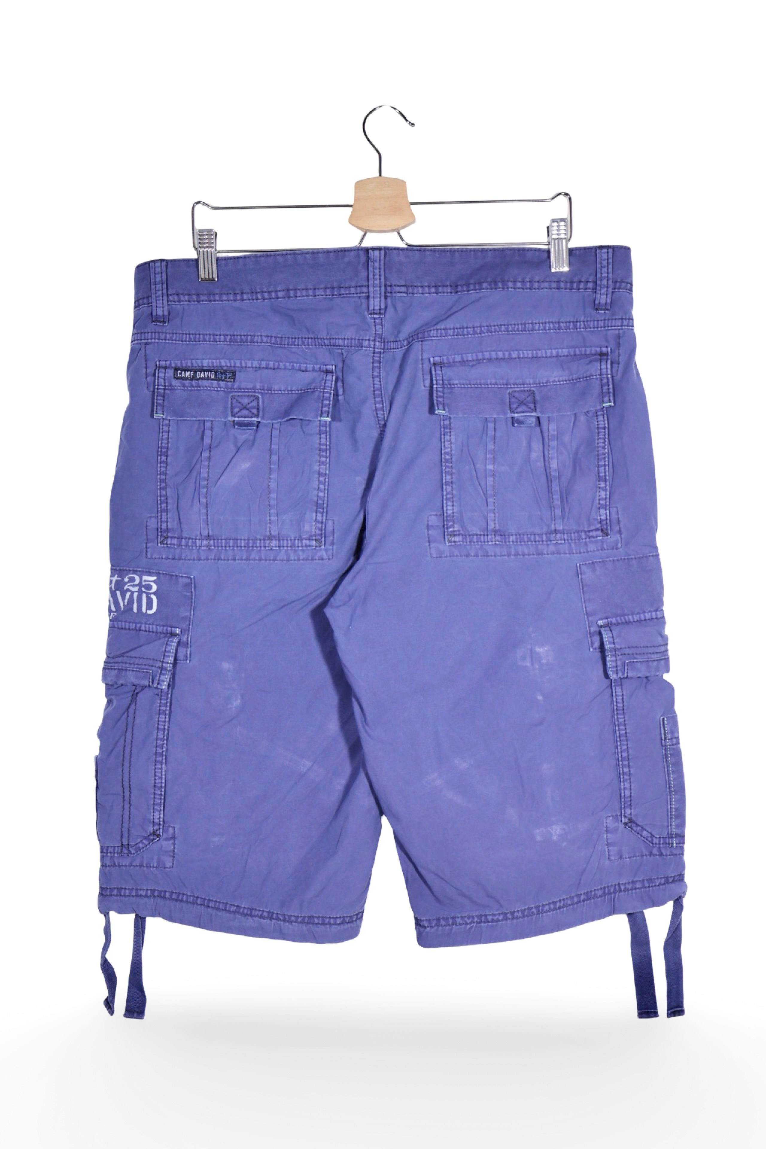 Pantaloni scurți - Camp David albastru-violet din bumbac cu buzunare cargo – L – Bărbați - spate