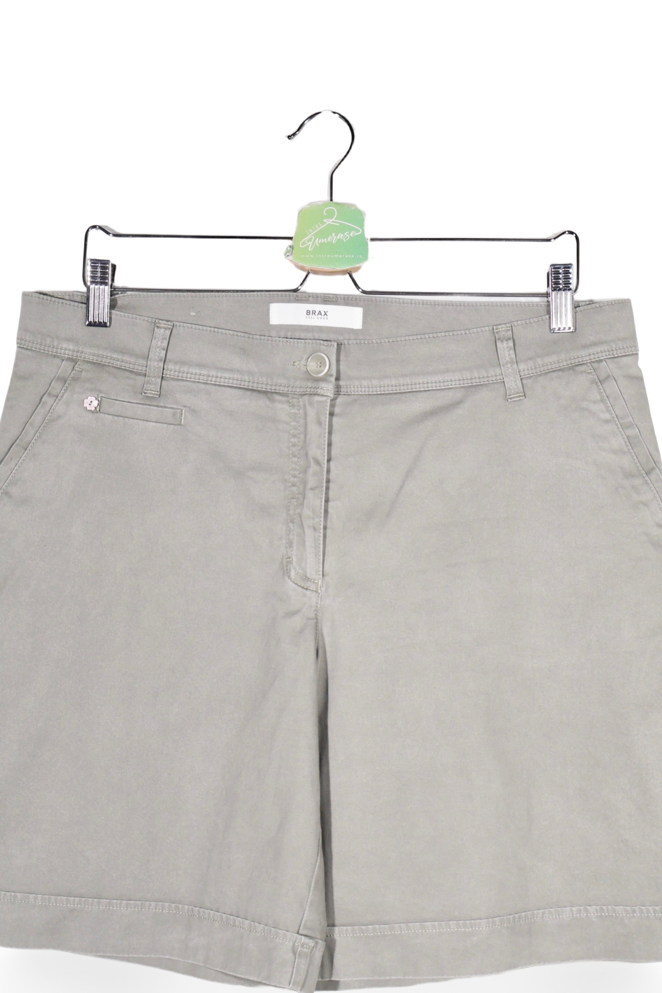 Pantaloni scurți - BRAX gri deschis din bumbac cu croială lejeră – XL – Femei - detaliu