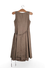 Rochie - Premium rochie petrecută maro taupe, cu falduri fluide – S – Femei - spate
