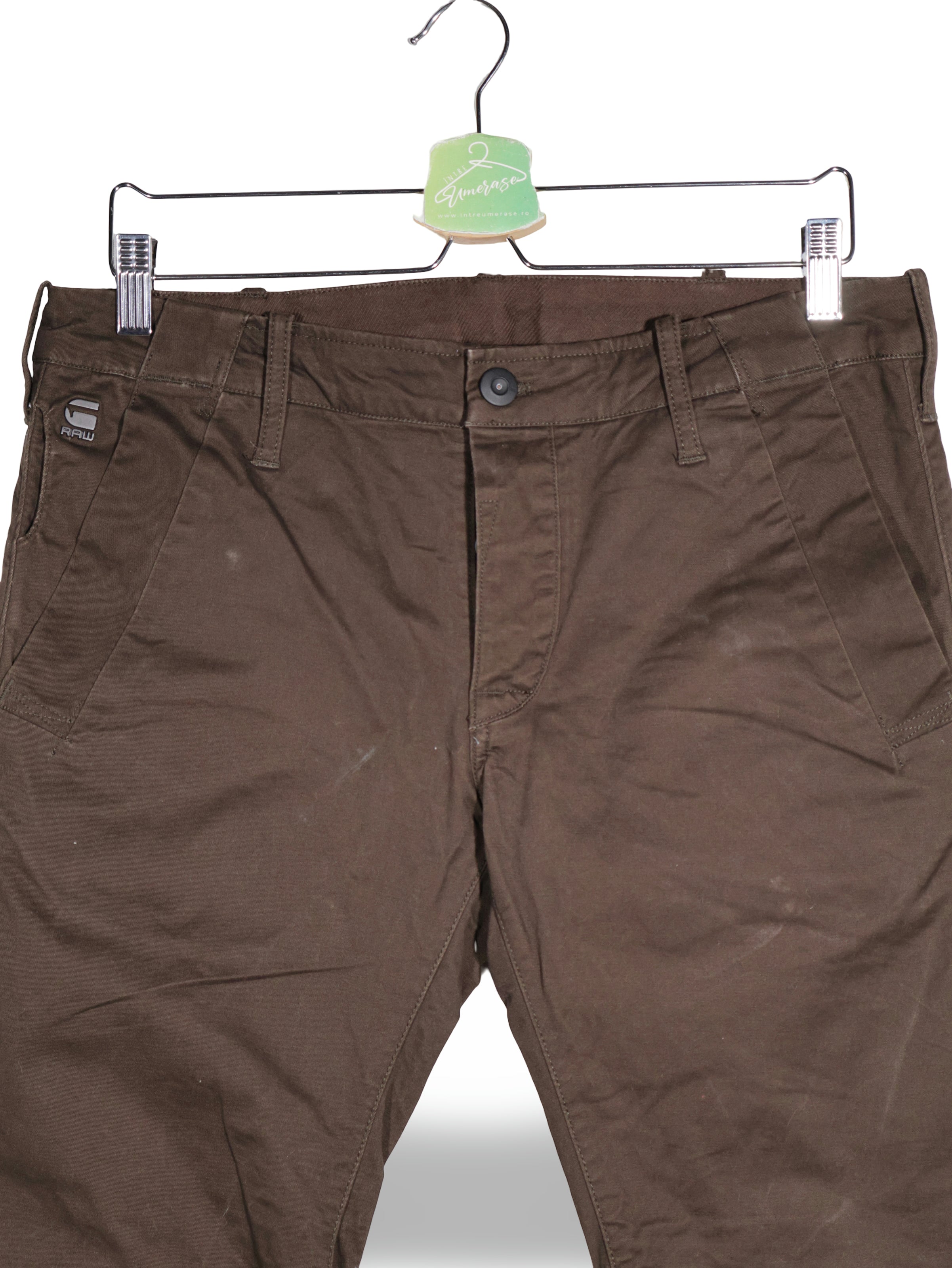 Pantaloni G-STAR maro mărime M detaliu material și croială second-hand premium