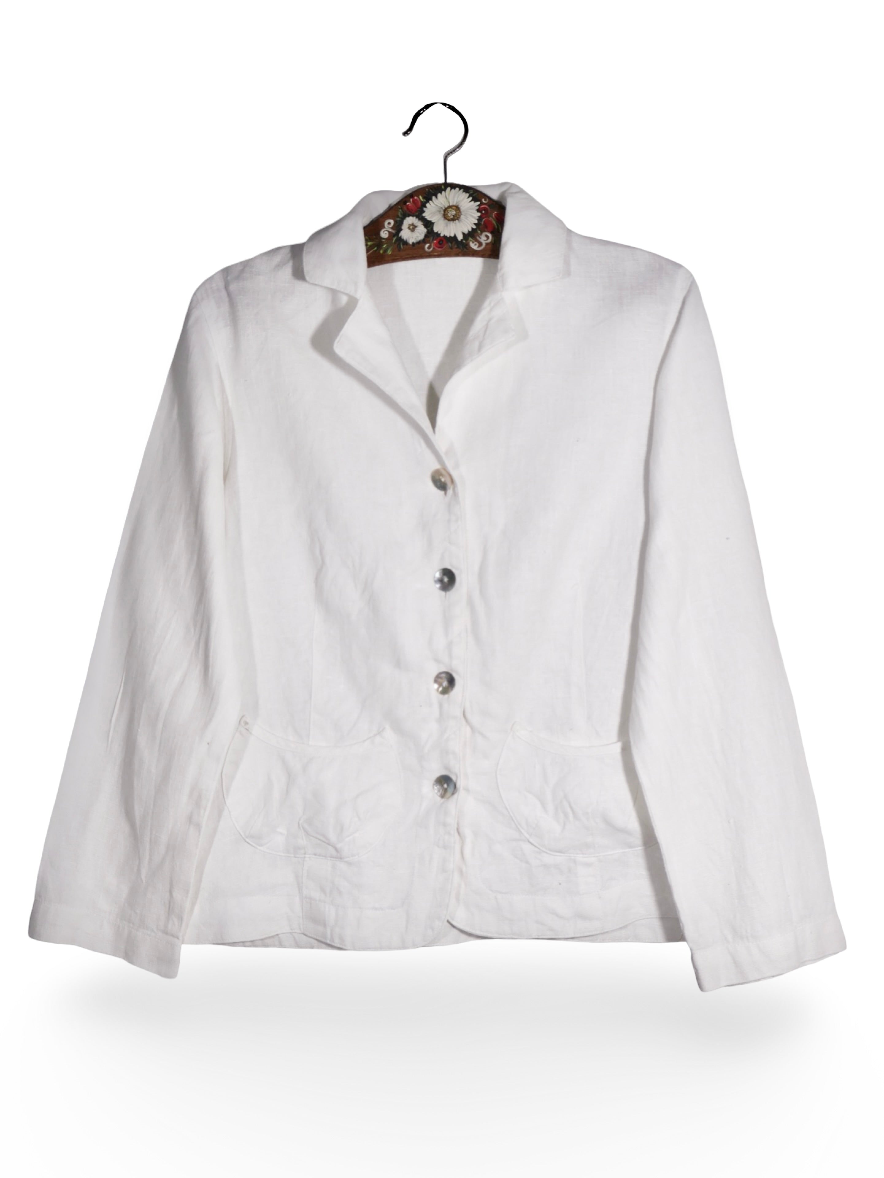 Sacou Premium alb din in – M – Femei - imagine 1