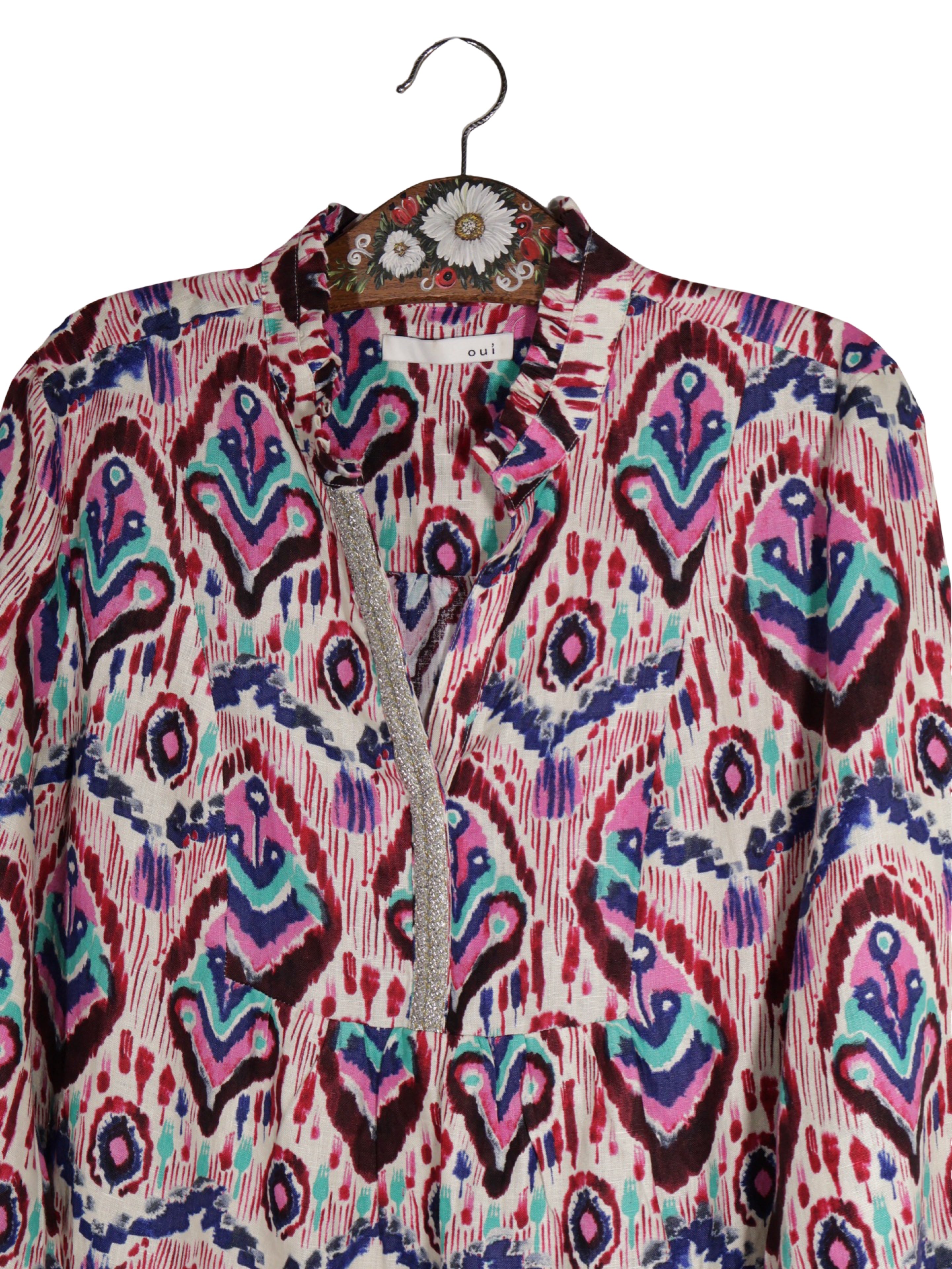Cămașă Oui din in cu imprimeu multicolor – XL – Femei - imagine 2