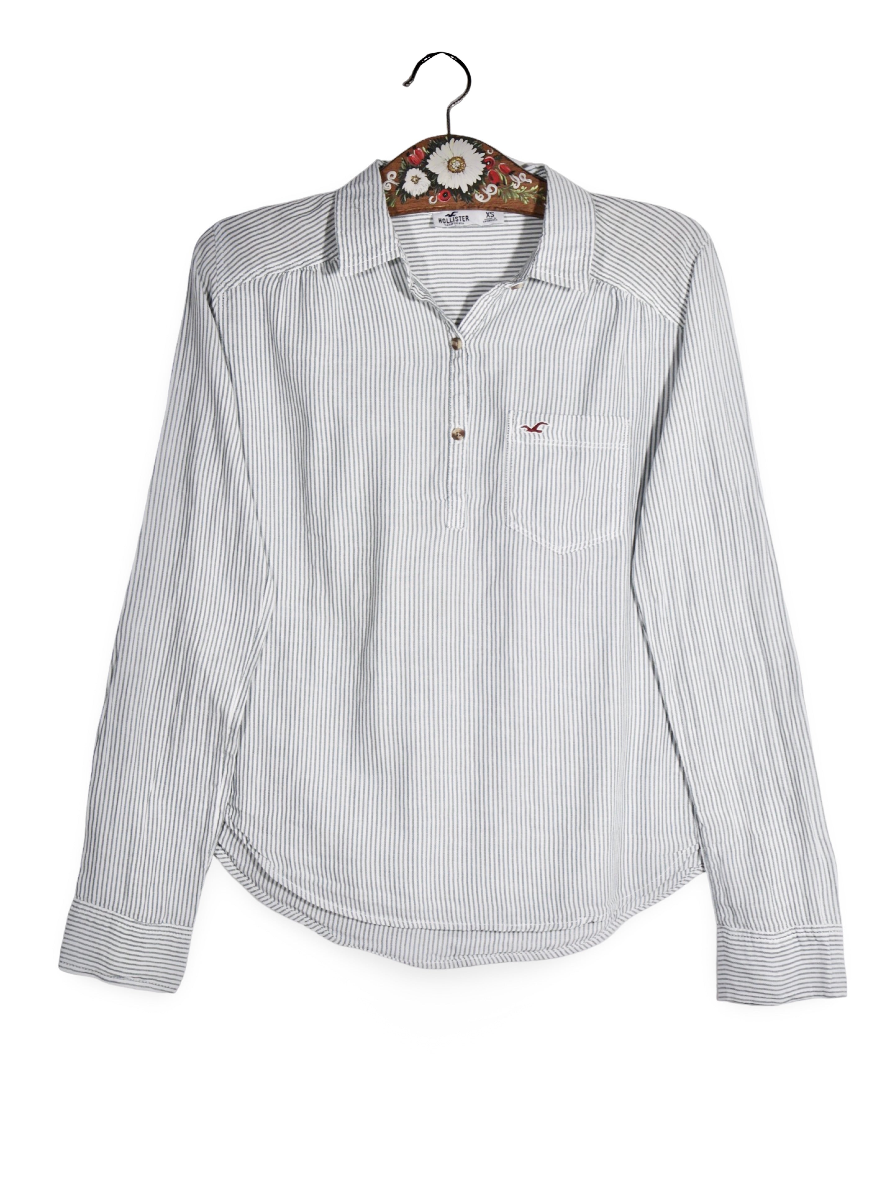 Cămașă Hollister alb-gri in dungi fine – XS – Femei - imagine 1