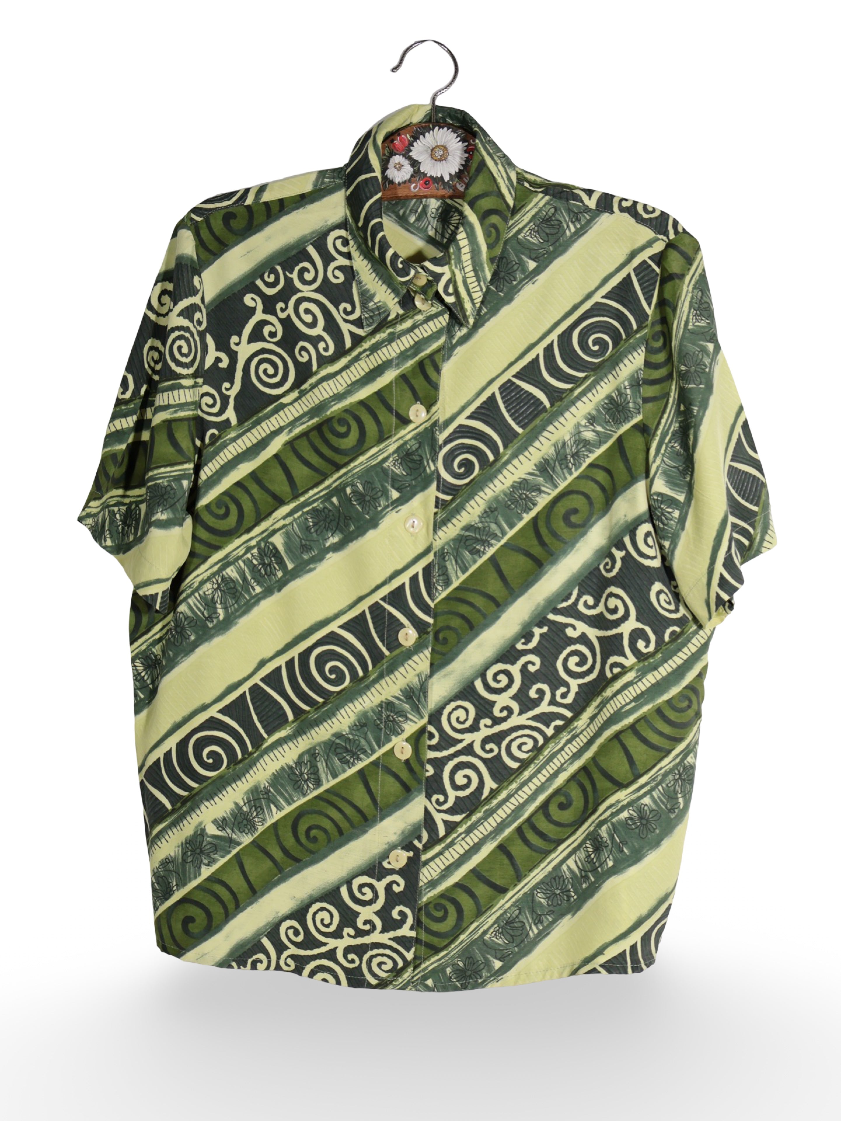 Cămașă Vintage verde cu imprimeu grafic – M – Femei - imagine 1