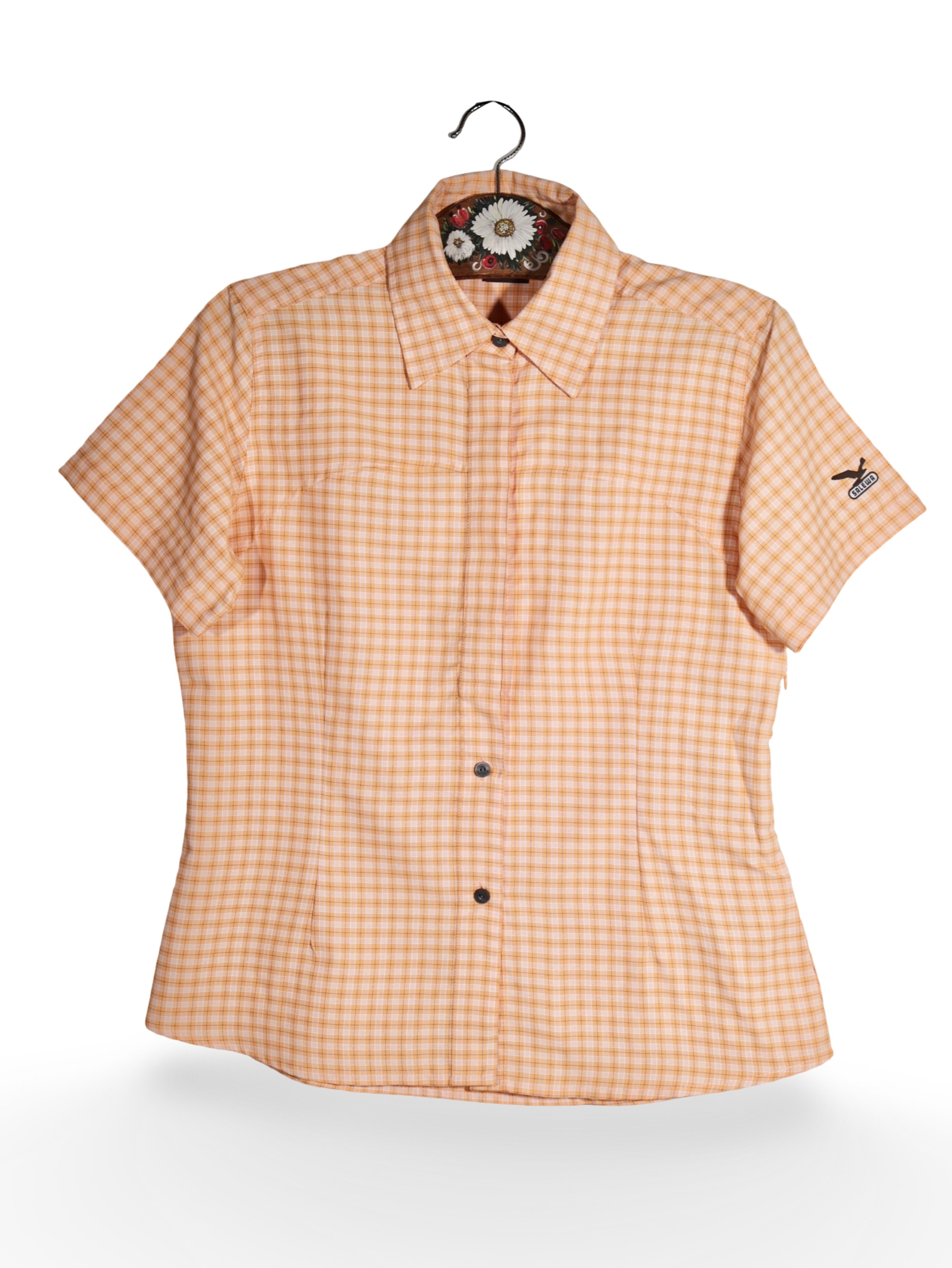 Cămașă SALEWA portocaliu pastel cu carouri – L – Femei - imagine 1
