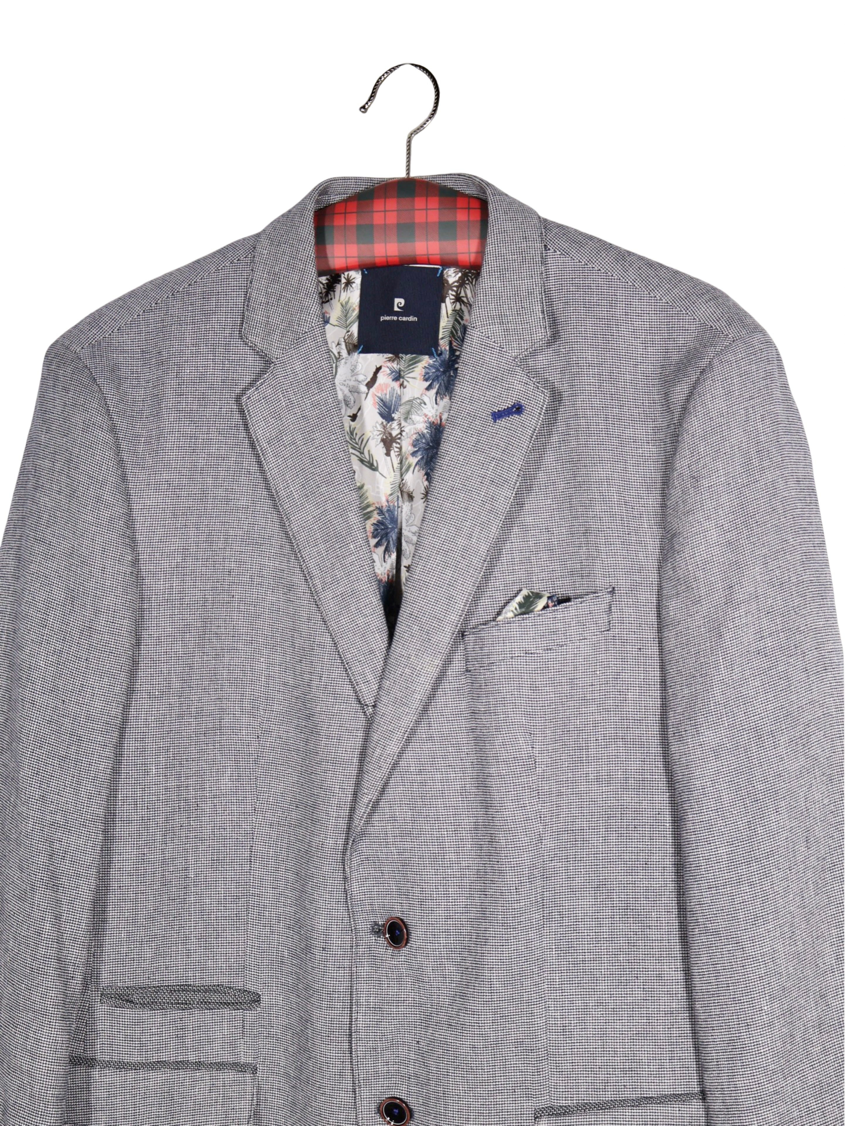 Sacou Pierre Cardin gri cu textură fină și căptușeală florală – L – Bărbați - imagine 2