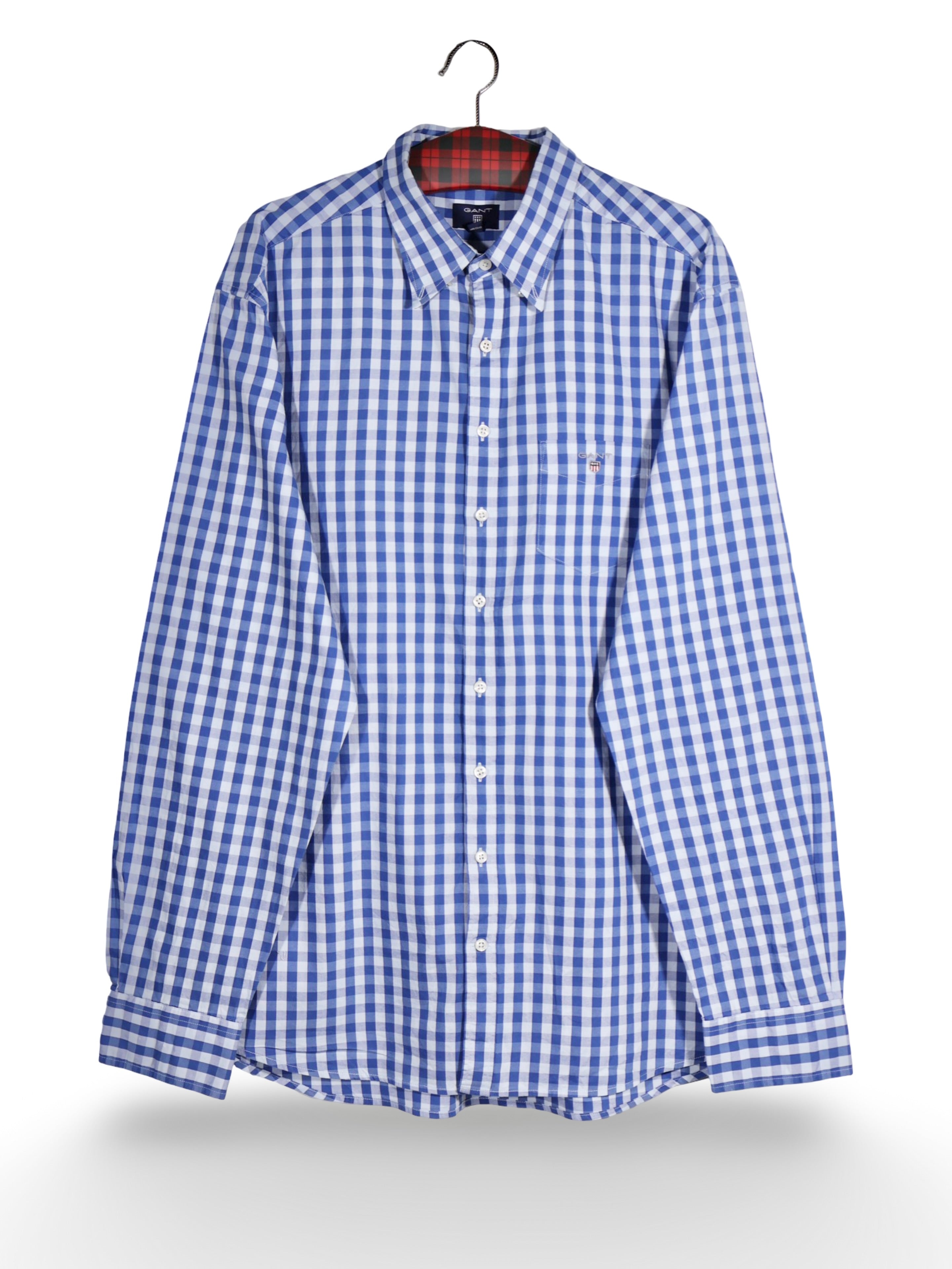 Cămașă Gant alb-albastră in carouri – XXL – Bărbați - imagine 1