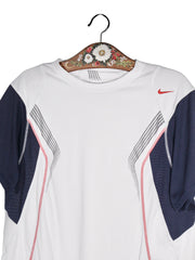 Tricou NIKE alb cu detalii bleumarin – M – Femei - imagine 2