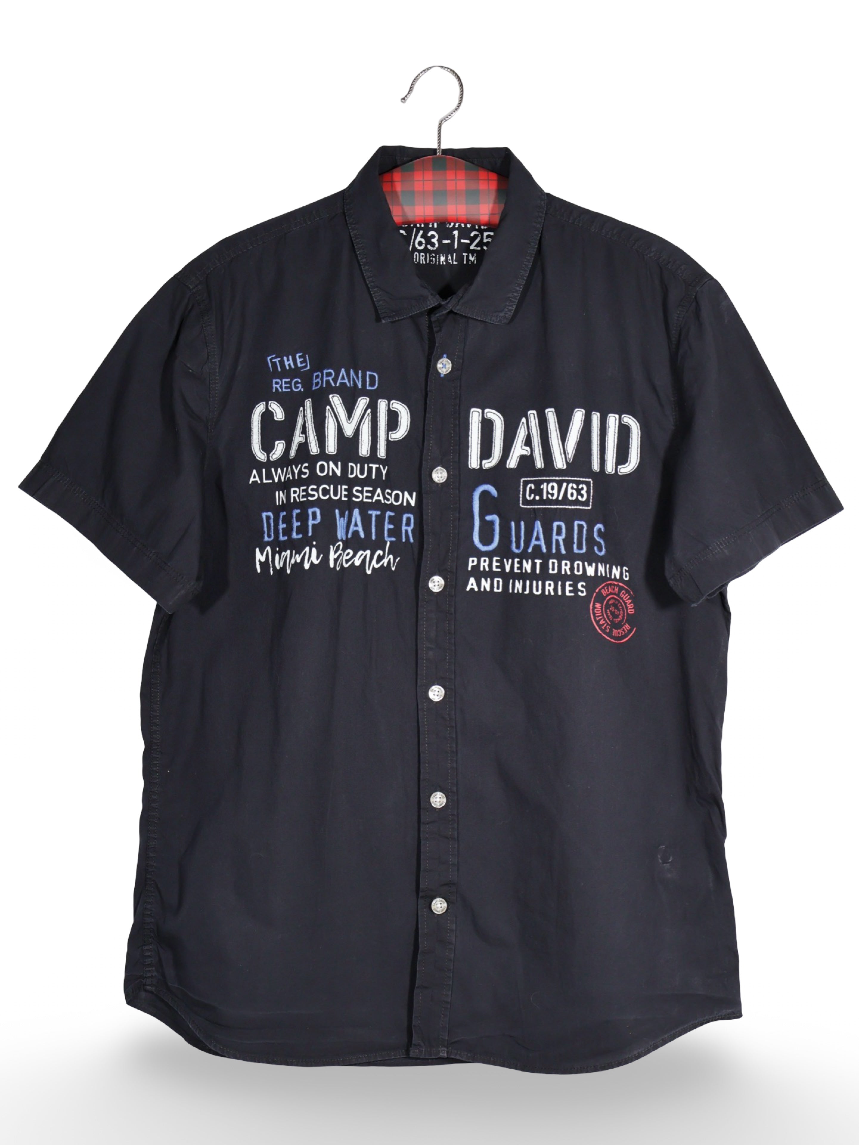 Cămașă Camp David neagra cu imprimeu grafic – M – Bărbați - imagine 1