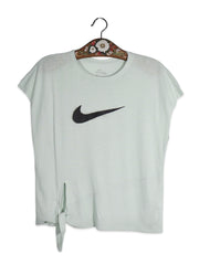Tricou NIKE gri deschis cu logo supradimensionat – S – Femei - imagine 1