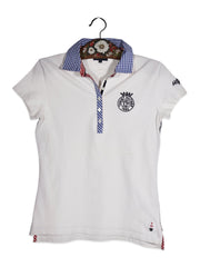 Tricou Tommy Hilfiger alb cu guler în carouri – M – Femei - imagine 1