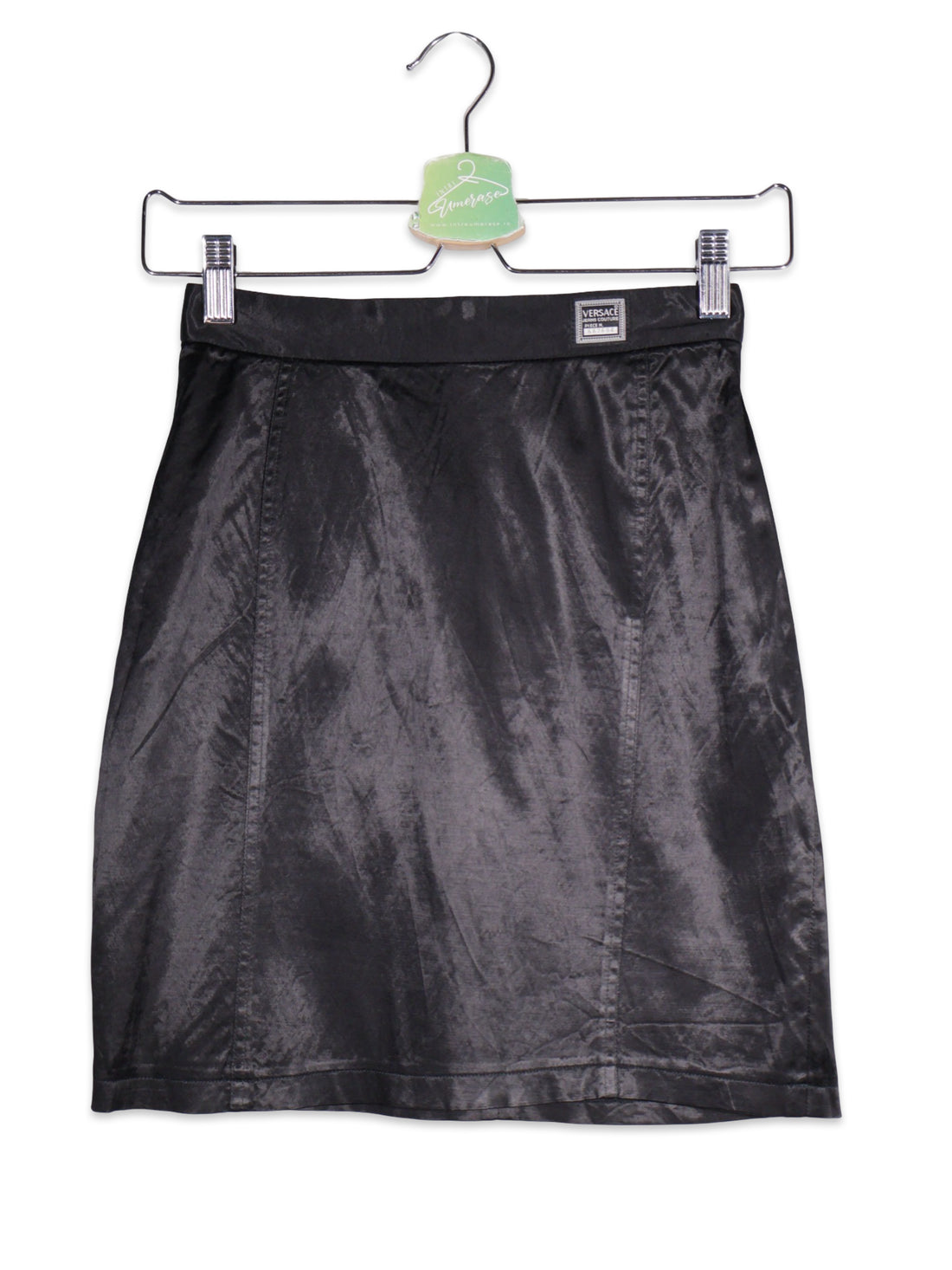 Fustă Versace neagră cu aspect satinat – XS – Femei - imagine 1