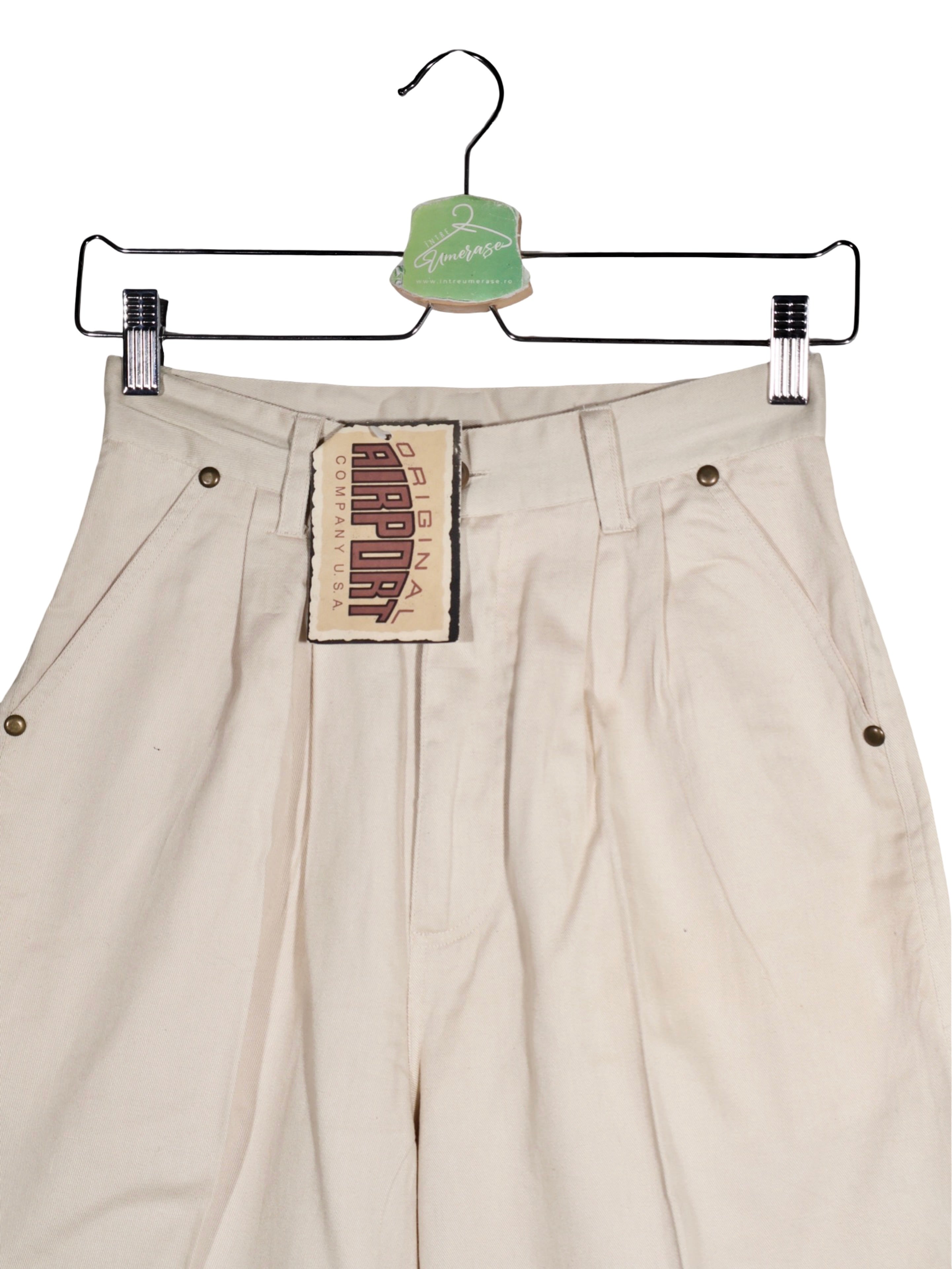 Pantaloni Vintage crem cu croială amplă – S – Femei - imagine 3