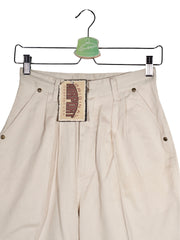 Pantaloni Vintage crem cu croială amplă – S – Femei - imagine 3