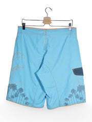 Pantaloni scurți - Adidas boardshorts albastru deschis cu imprimeu palmieri – S – Bărbați - spate