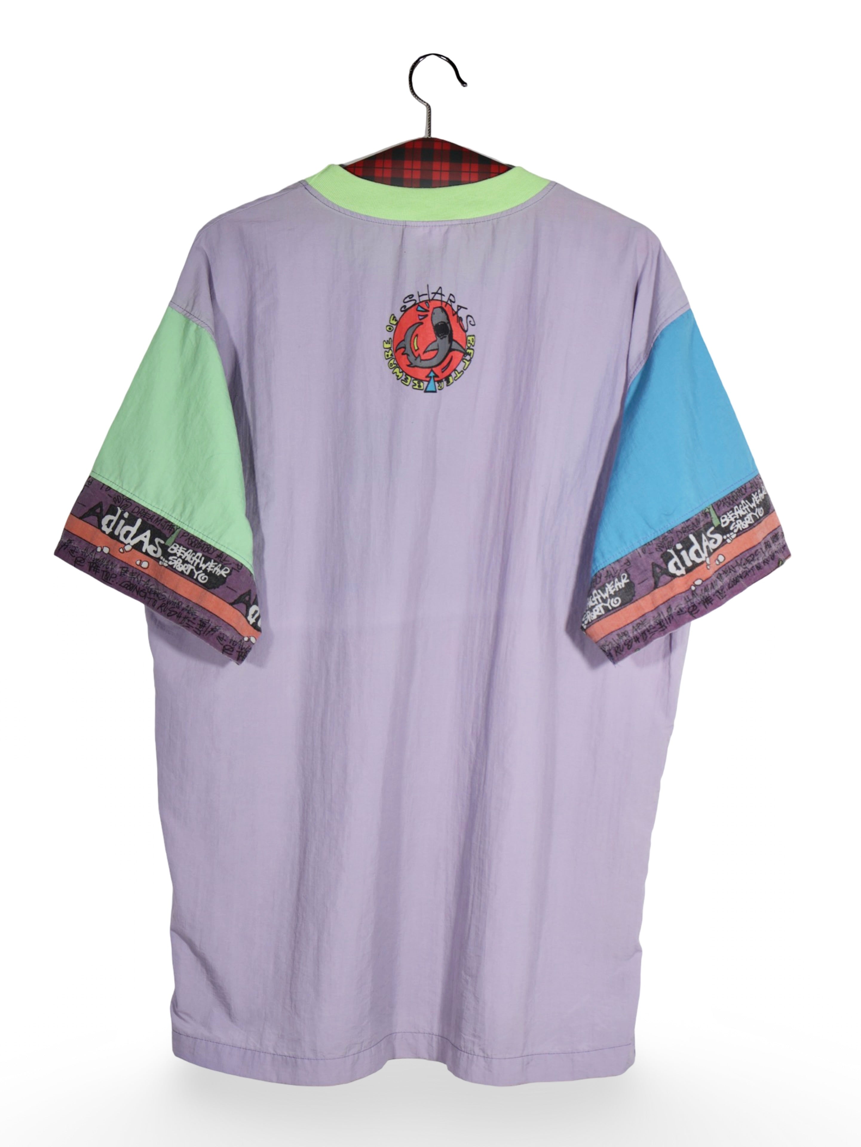 Tricou adidas lila cu imprimeu grafic multicolor – L – Bărbați - imagine 3